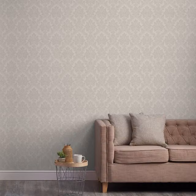 Grandeco Classic Floral Abstract Wallpaper in Beige and Brown
