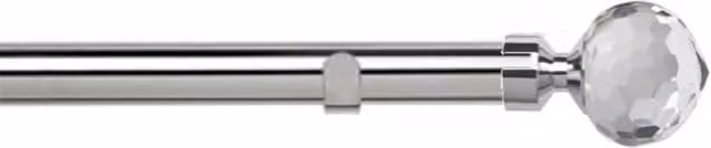 New Edge Blinds Bella Finial 28mm Metal Eyelet Curtain Pole Set in Metallic Silver, Length: 260 cm