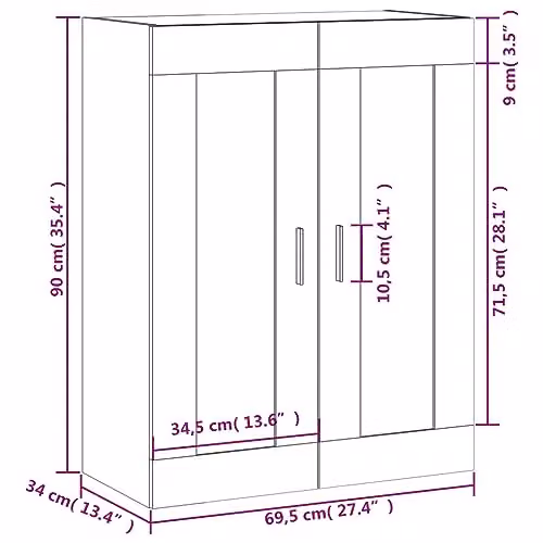 vidaXL Wall Mounted Cabinet in Brown Oak, W/D/H: 69.5 x 34 x 90 cm – 3