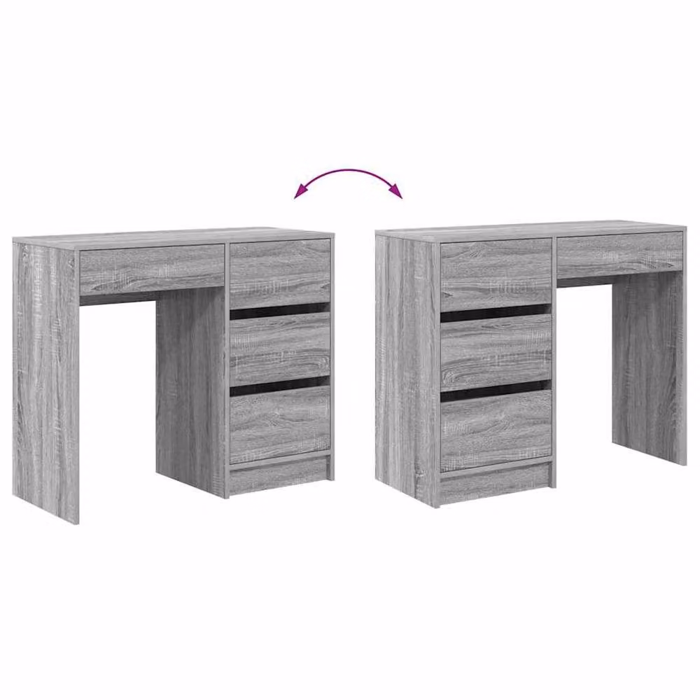 Berkfield Home Grey Sonoma Writing Desk with Medium Storage in Engineered Wood – 4