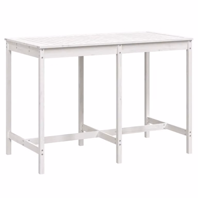Berkfield Home Rustic White Solid Wood Pine Garden Table W: 159.5 cm, D: 82.5 cm, H: 110 cm