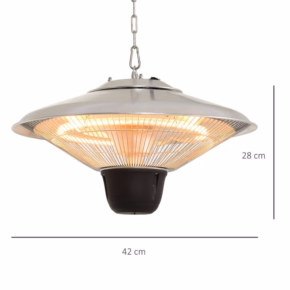 OUTSUNNY 1500W Silver Ceiling Hanging Patio Heater with Pull Switch and Halogen Bulb – 2