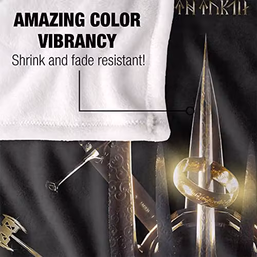 WB 100 Lord of the Rings Sauron Runes Super Soft Fleece Throw Blanket, White, W/D/H: 152 x 127 cm – 3