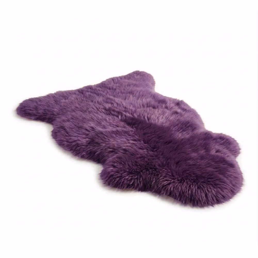 Infinity Leather Natural Wool Sheepskin Single Rug, Purple, W: 90 cm, D: 60 cm – 2