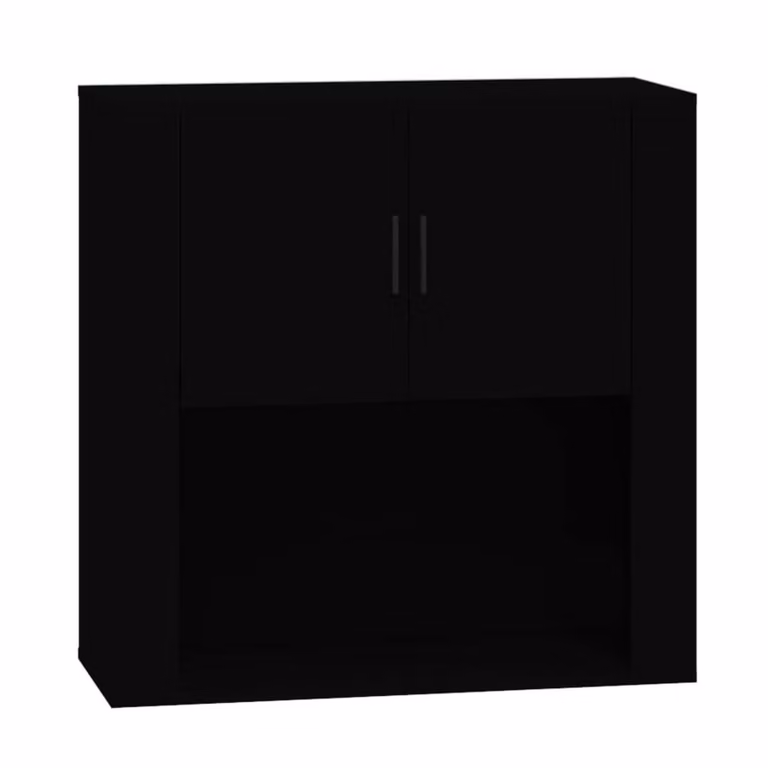 Berkfield Home Black Wall Mounted Cabinet with Hinged Doors and Internal Shelves W/D/H: 80 x 33 x 80 cm