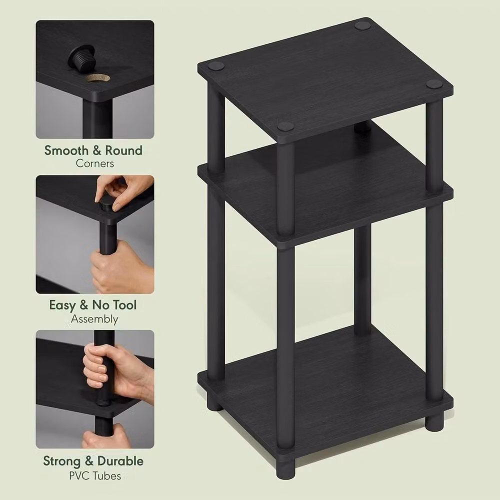 FORGEVIO 3-Tier Open Shelves Side Bedside End Table in Black – 4