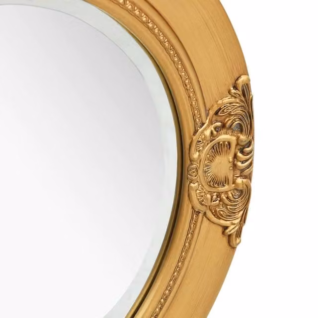 Berkfield Home Round Baroque Style Wall Mirror in Gold, W: 50 cm, H: 50 cm, D: 1 cm