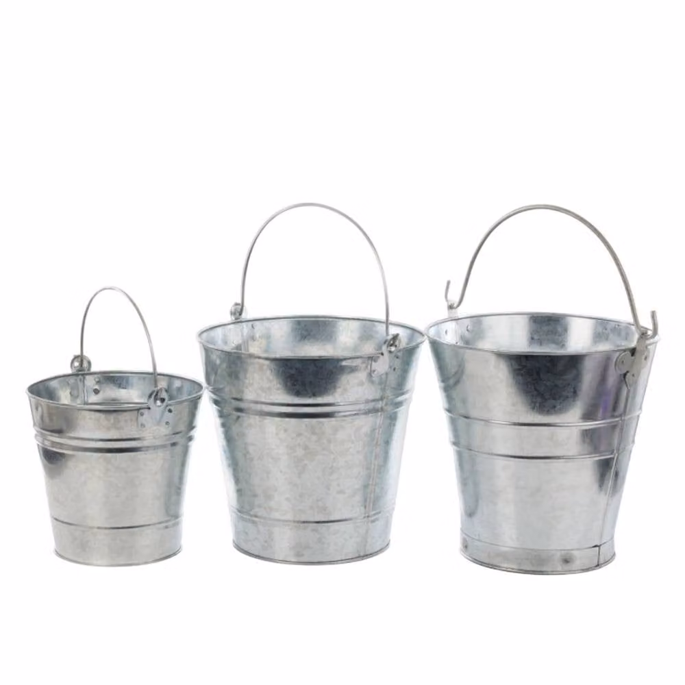 Leecroft Galvanised Silver Bucket 14L