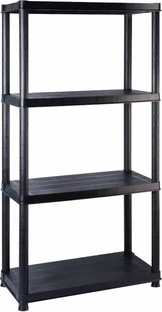Berkfield Home 4-Tier Plastic Storage Shelf, Black, H 183 x W 130 x D 30.5 cm