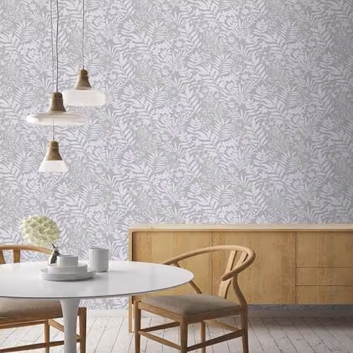 Boutique Silver Palm Springs Floral Trail Botanical Wallpaper