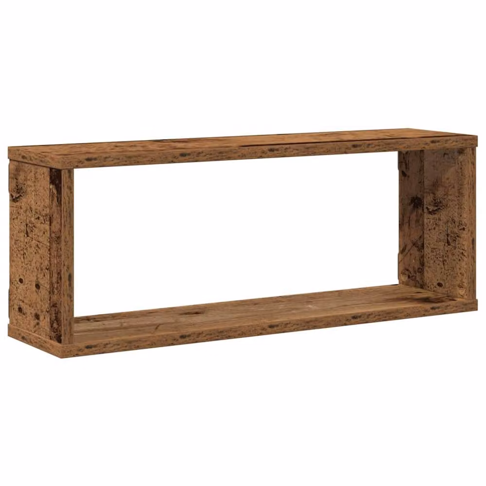 Berkfield Home Set of 4 Wall Mounted Cube Shelves in Old Wood Brown, W: 60 cm, D: 15 cm, H: 23 cm – 3