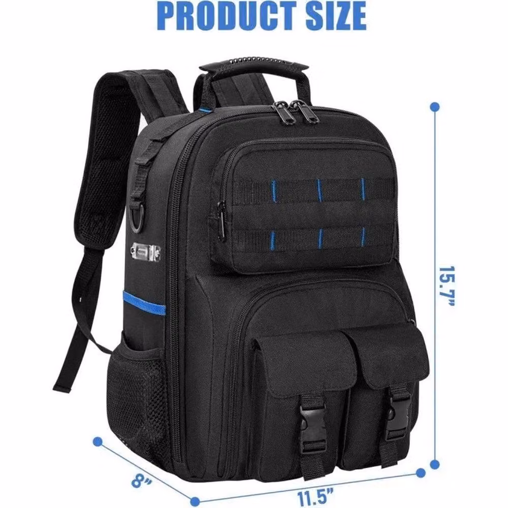 EONLION Professional Electrician Tool Backpack in Black, W/D/H: 40.0 x 27.32 x 16.0 cm – 2