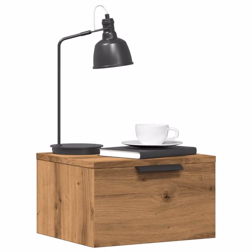 Berkfield Home Artisan Oak Wall-mounted Bedside Cabinets, 2 Pack, Brown, W/D/H: 34 x 30 x 20 cm – 2