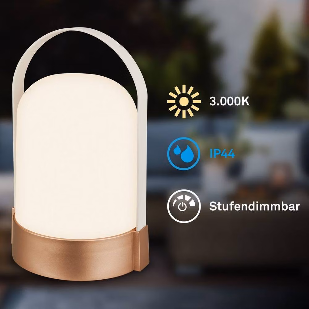 BRILONER Rechargeable Dimmable LED Table Lamp, Bronze Metallic and White, W/D/H: 14.5 x 13.5 x 24 cm – 3
