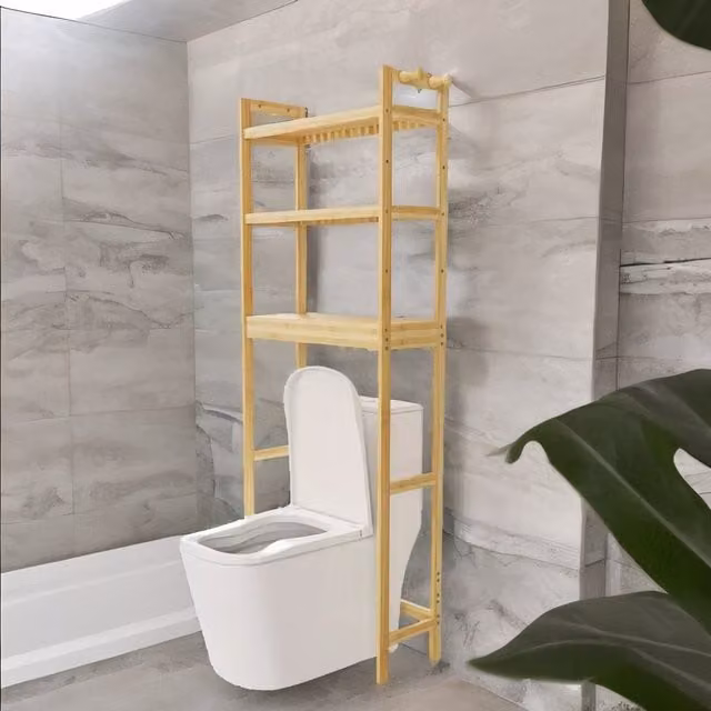 Pirlo Plush 3 Tier Bamboo Over Toilet Storage Unit in Brown – 1