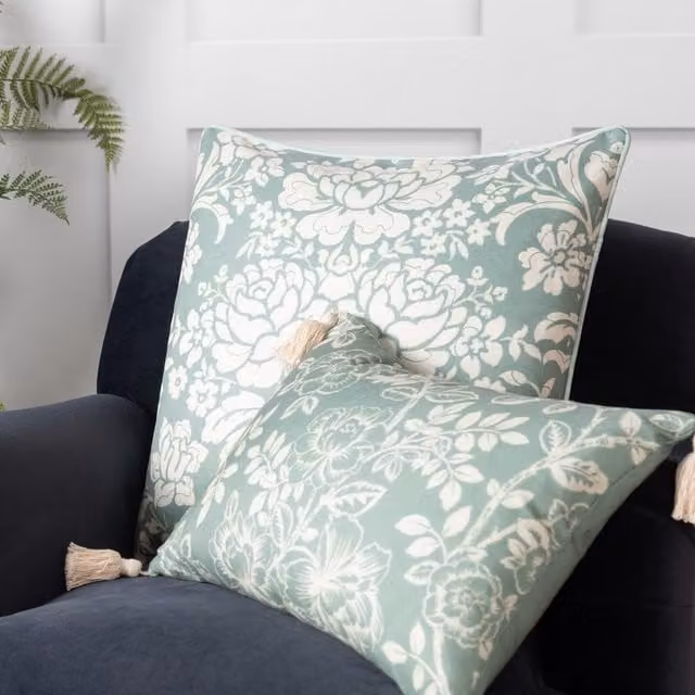 Make It A Home Melrose Floral Square Cushion in Green