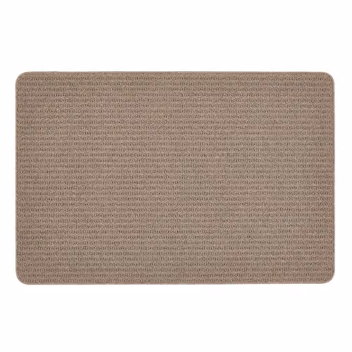 My Mat Sculptured Waffle Texture Mink Rug in Beige, W: 120 cm, D: 80 cm