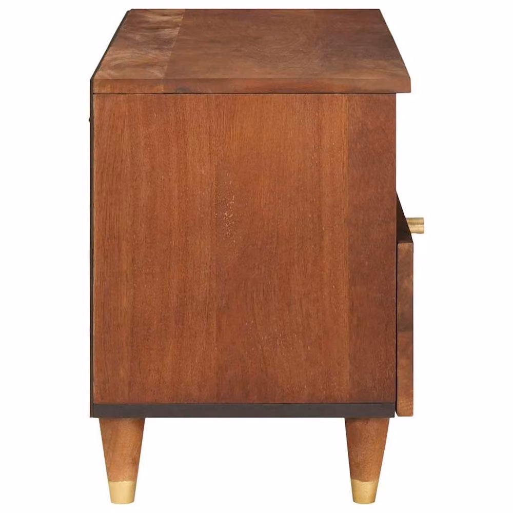 Berkfield Home Modern Brown Mango Wood and Cane Media Storage Cabinet – 3