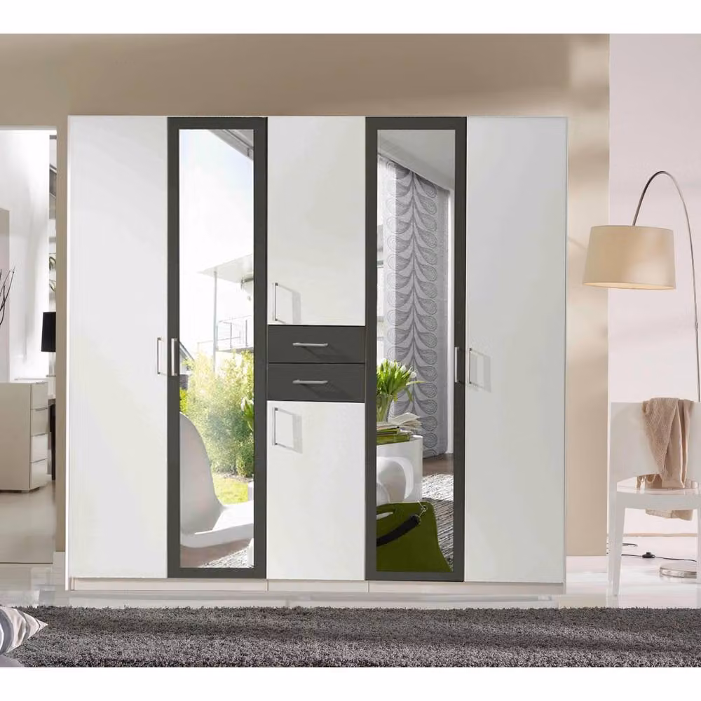 KDMD Diver White and Grey 5 Door Wardrobe with Mirror, Width: 225 cm – 3