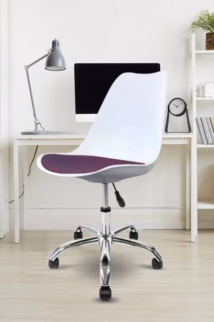 Fusion Living Soho Modern Plastic Dining Chair with Swivel Base in Aubergine – 1