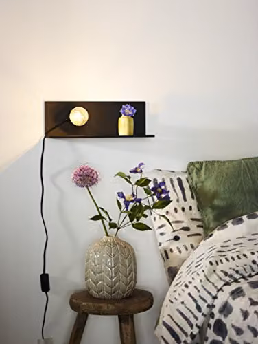 Lucide Modern Black Metal Wall Mounted Bedside LED Reading Lamp with E27 Bulb Holder – 2