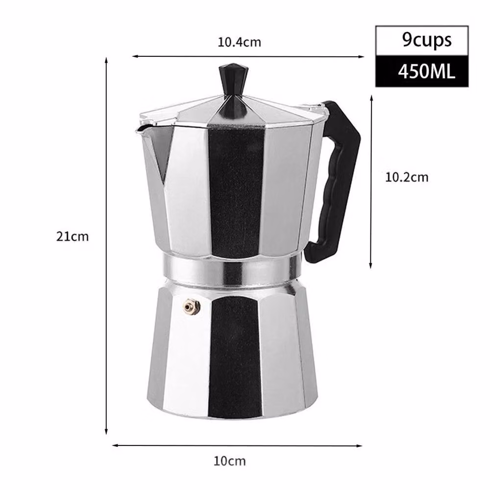 PAWNORA Silver Aluminium Espresso Coffee Maker, 450ml (9 Cups) – 2