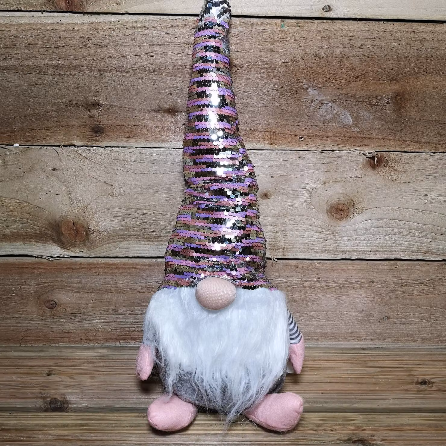 Samuel Alexander 46cm Plush Christmas Bearded Gonk Decoration in Pink, Silver and Grey – 2