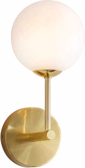 Loops Modern Dimmable LED Wall Light in Satin Brass with Opal Glass and G9 Bulb