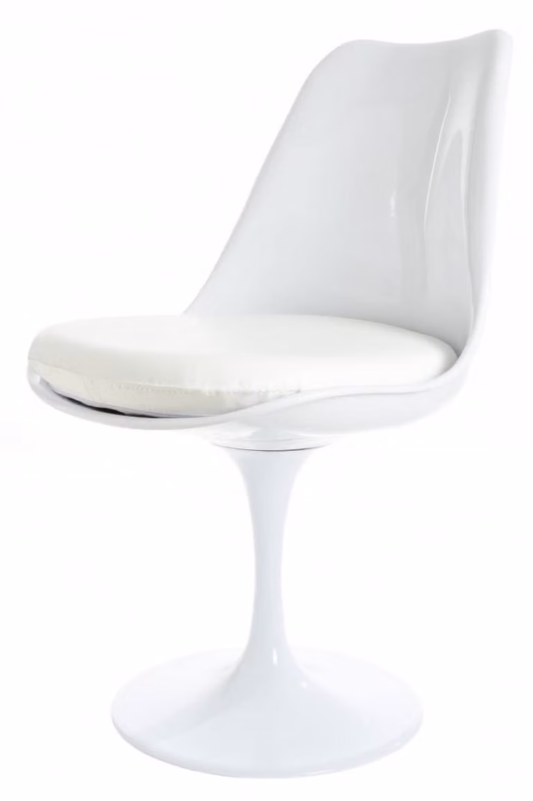 Fusion Living Tulip Dining Set with Round White Table and Four Chairs