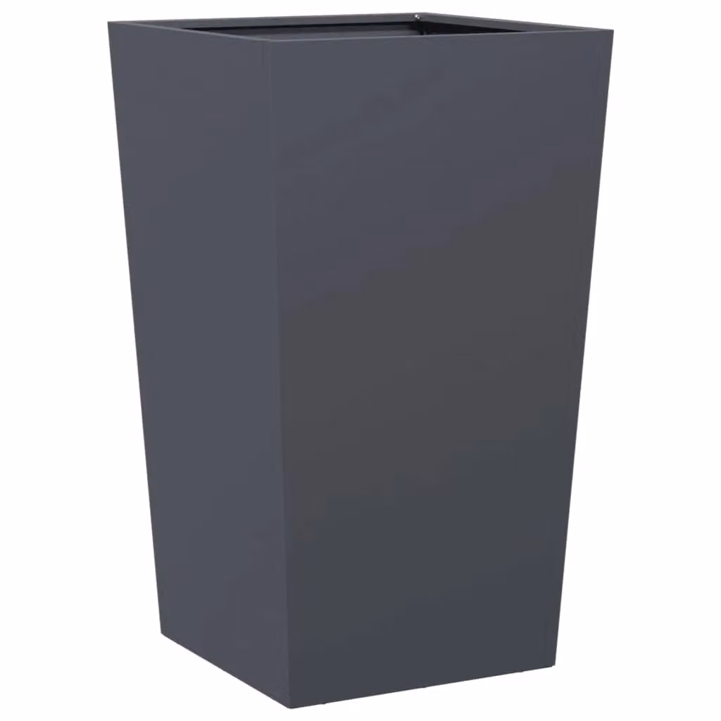 Berkfield Home Steel Garden Planter Tub in Anthracite and Black, W/D/H: 45 x 45 x 75 cm – 2