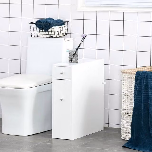 EONLION Modern Slim Bathroom Floor Cabinet in Matt White