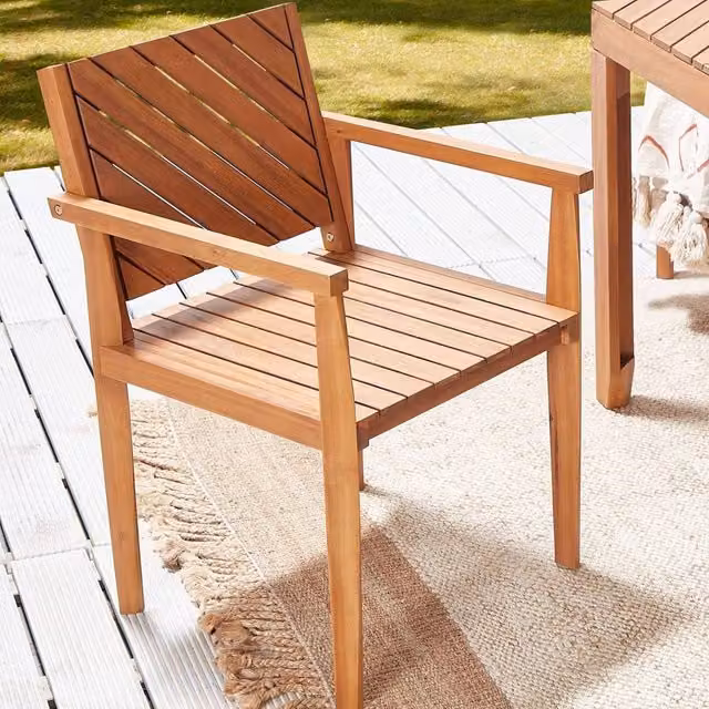 Wyld and Coco Asterra GardenLux Acacia Wood Outdoor Armchair in Brown – 1