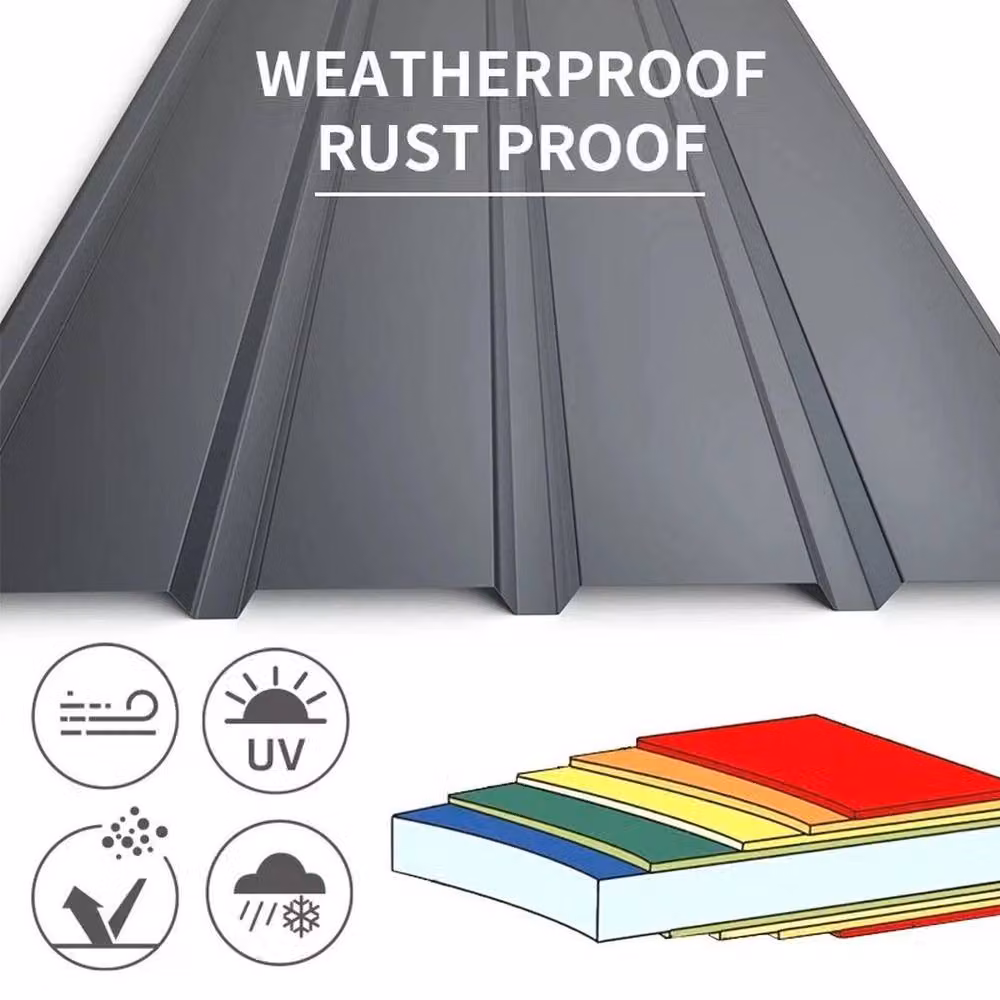 EONLION 12 Pack Corrugated Metal Roof Sheets in Dark Grey, W: 100 cm x H: 200 cm – 2
