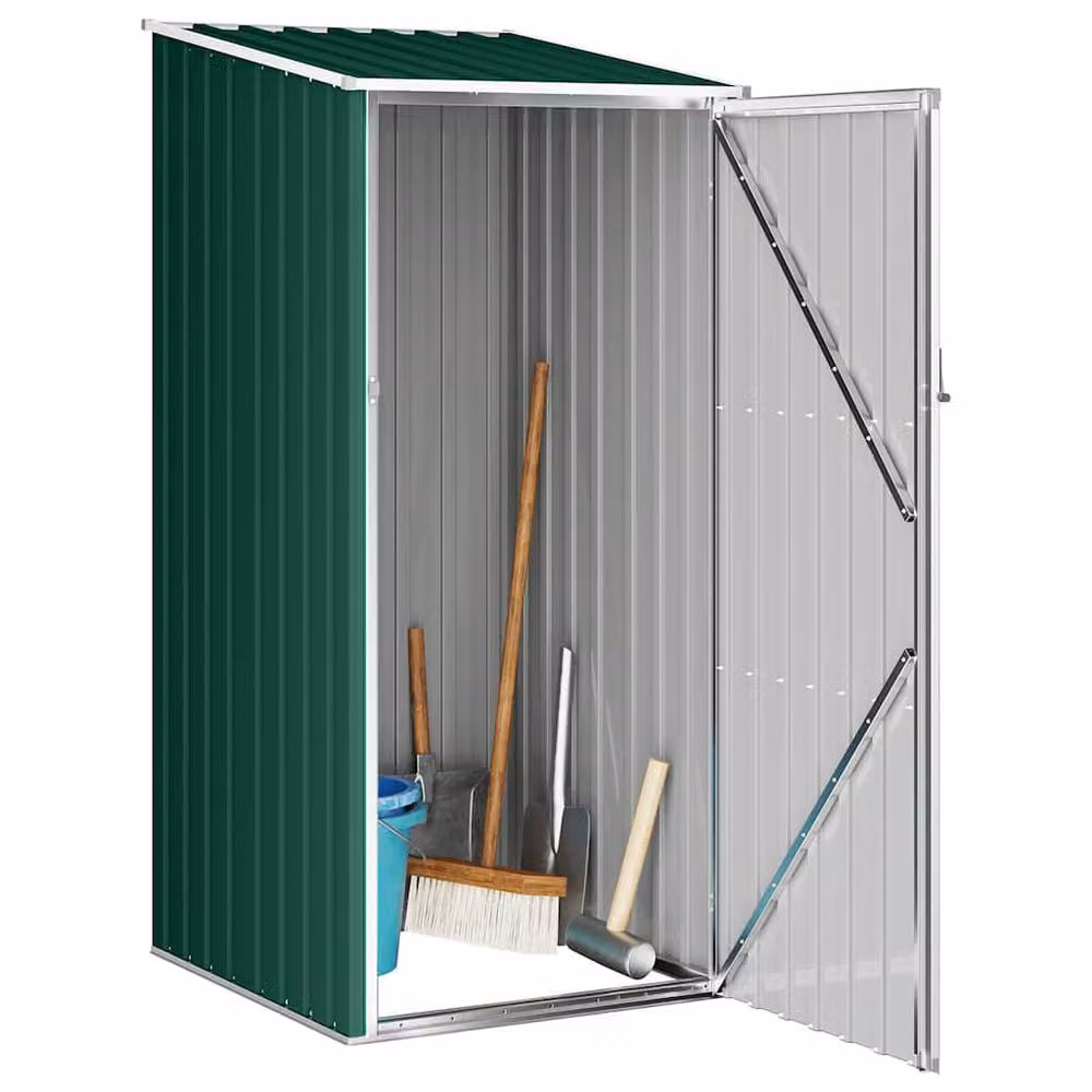 Berkfield Home Green Galvanised Steel Garden Shed Tall Cabinet W/D/H: 87 x 98 x 159 cm – 3