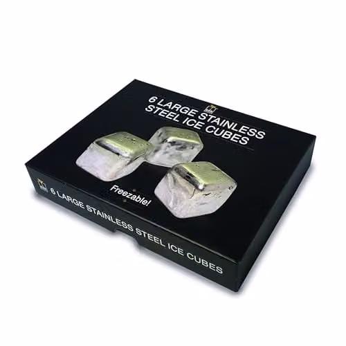 Bar Originale Rocks of Steel Reusable Ice Cubes, Pack of 6, Silver