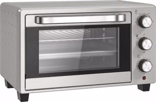 HOMCOM 21L Mini Countertop Oven with Adjustable Temperature up to 230C and Timer in Silver – 1