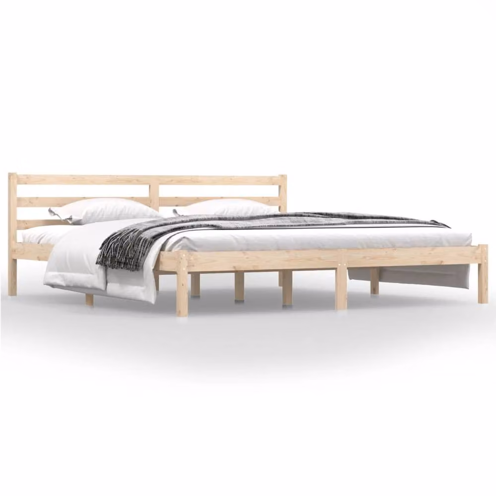 Berkfield Home Super King Size Solid Wood Pine Bed Frame in Brown, W/D/H: 180 x 200 cm – 2