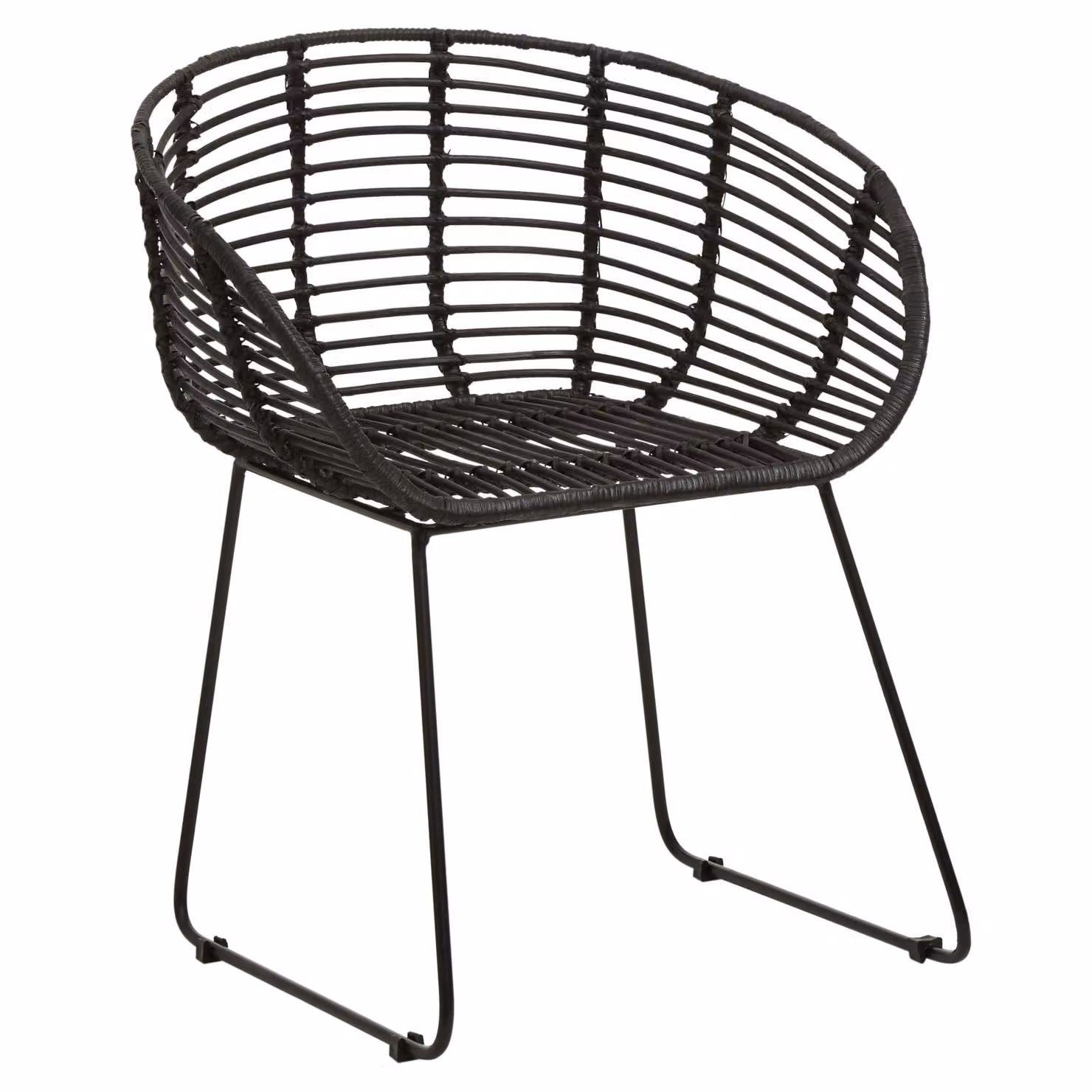 Orsina Modern Black Matt Polyrattan Armchair for Dining Room, Living Room or Garden, W/D/H: 61 x 73 x 61 cm – 2