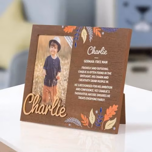History & Heraldry Pre-personalised Child's Picture Frame, Charlie, Brown, W/H: 8.5 x 11 cm