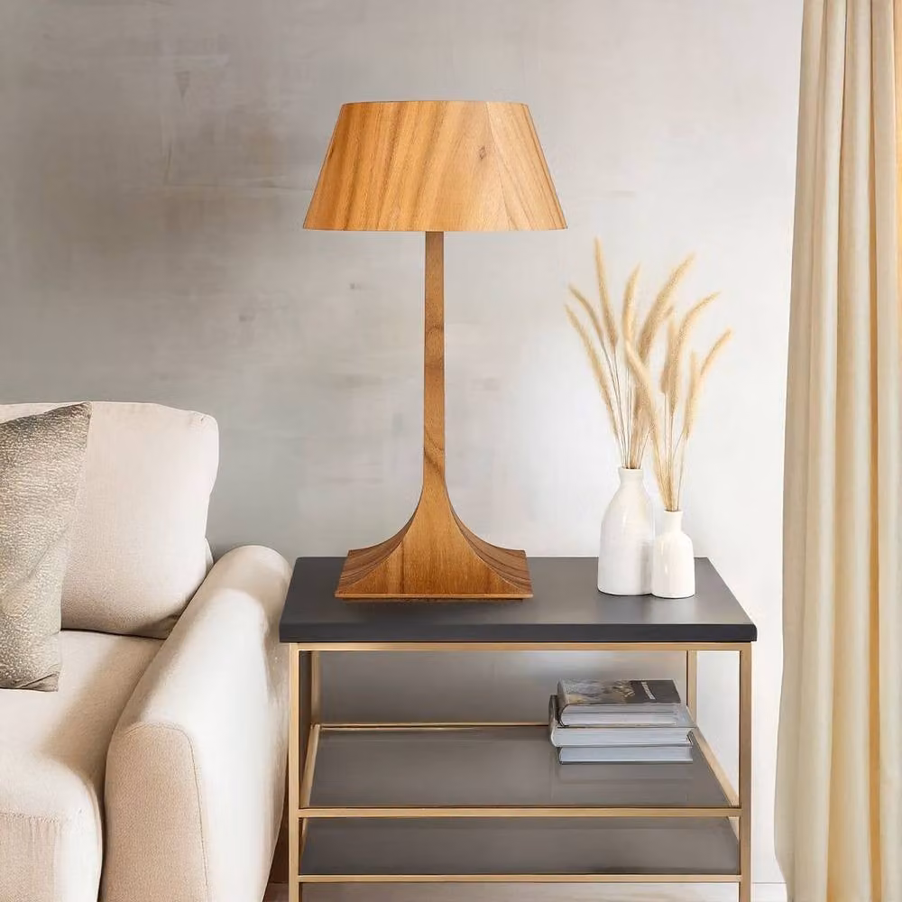 Netlighting Nostalgia Table Lamp with Round Tapered Wood Shade in Brown – 2