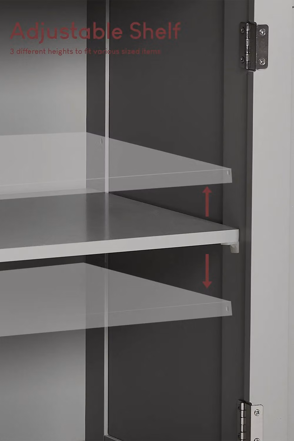 Vida Priano 2 Door Tall Bathroom Storage Cabinet in Grey, H 170 cm x W 32 cm x D 30 cm – 3