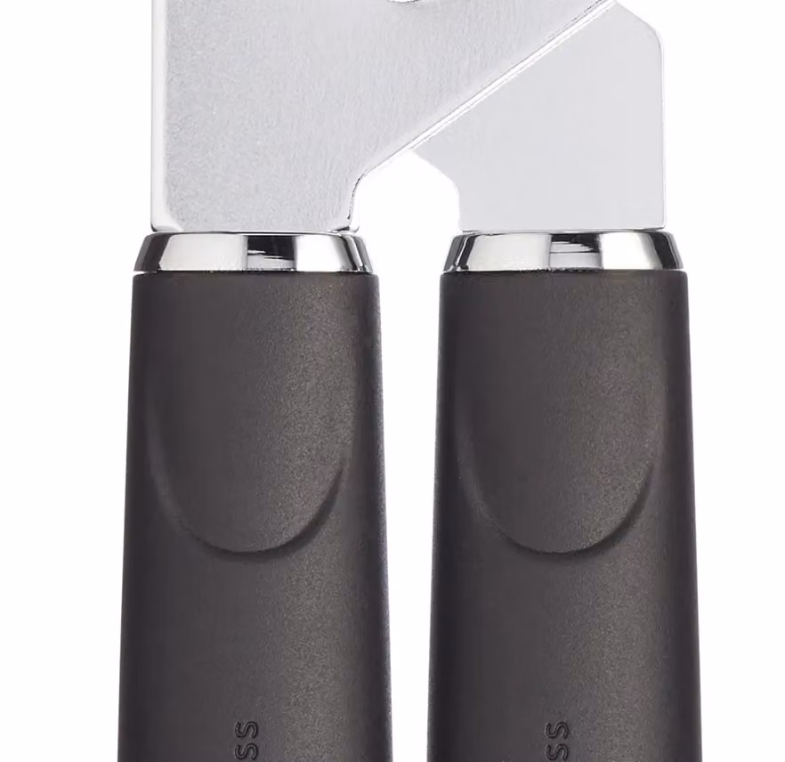 MasterClass Stainless Steel Can Opener with Ergonomic Soft Grip in Black and Silver – 7