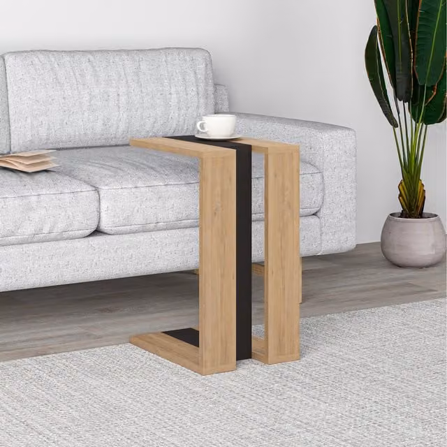 HOCUS PICUS Modern Rectangular End Table in Black, Grey and Brown, W/D/H: 40 x 30 x 57 cm