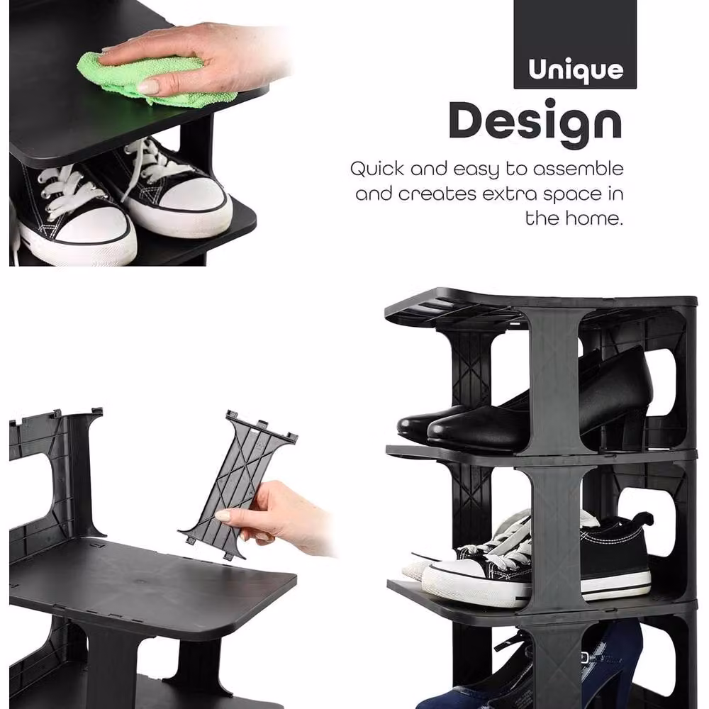Kelvenix 5 Tier Vertical Black Shoe Rack with Adjustable Shelves – 3