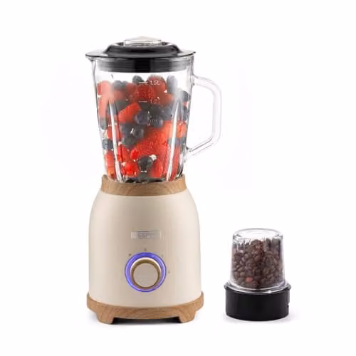 Geepas NordiQ 800W 2-in-1 Glass Jug Blender and Mini Grinder in Cream – 7