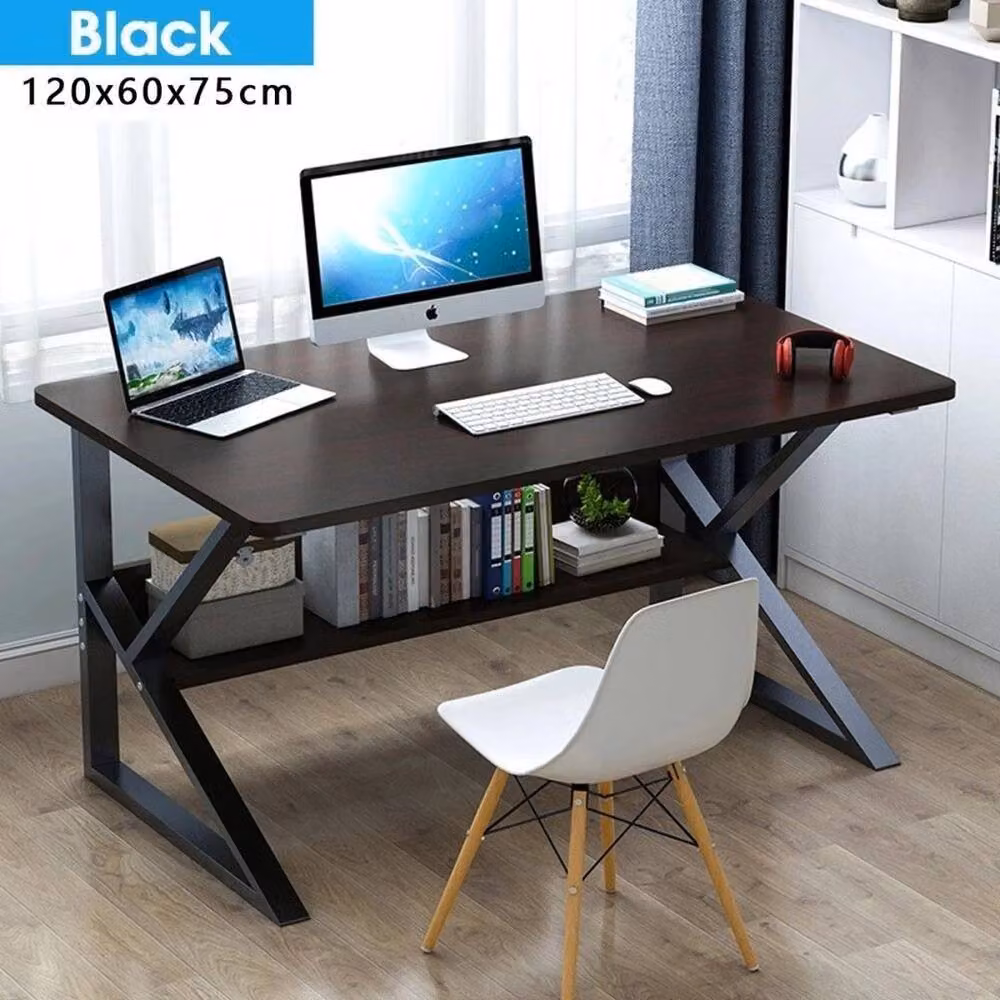 FLAVORA Black K-Shaped Heavy Duty Gaming Desk – 4