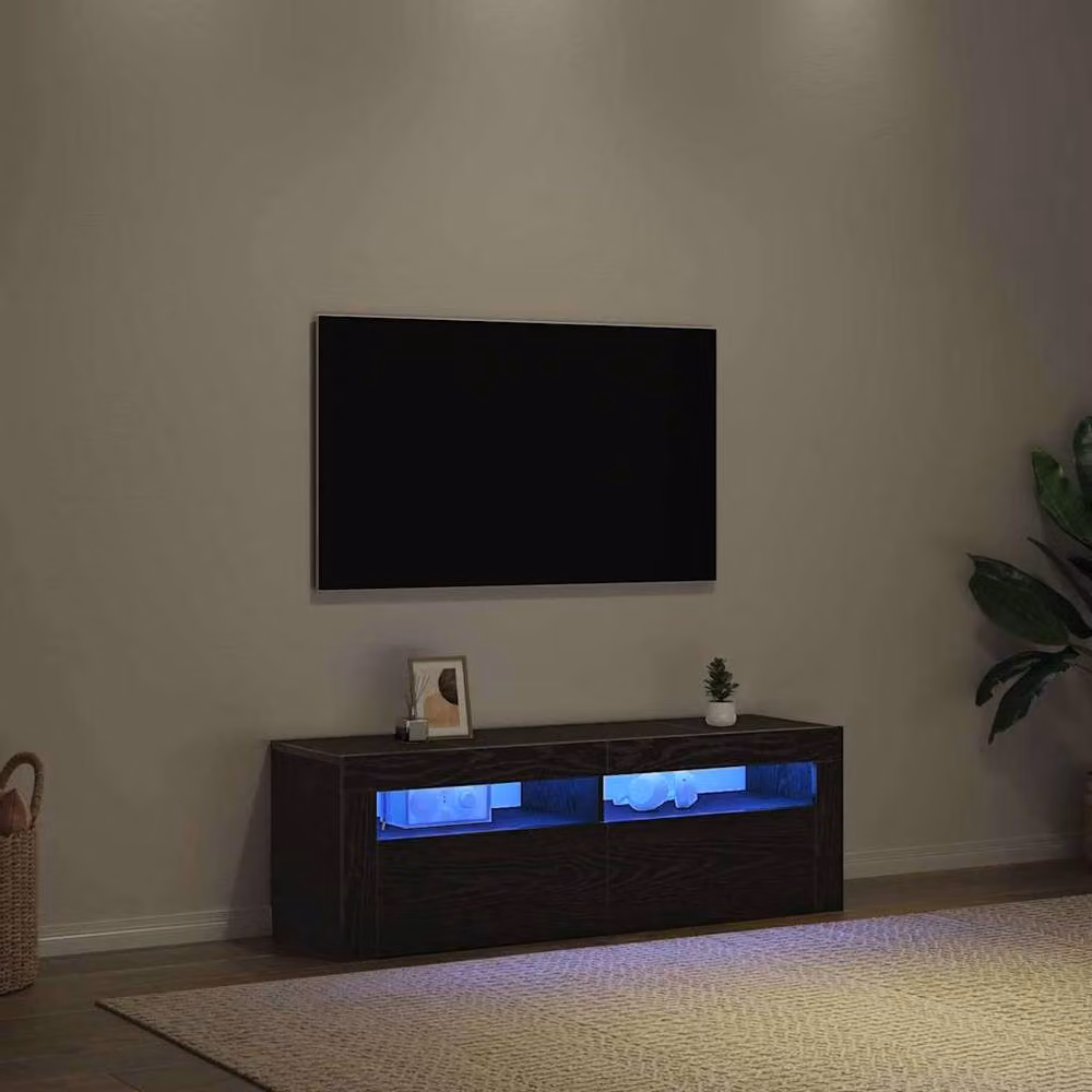 Berkfield Home Modern Black Oak TV Cabinet with Integrated LED Lighting, W/D/H: 120 x 35 x 40 cm – 5