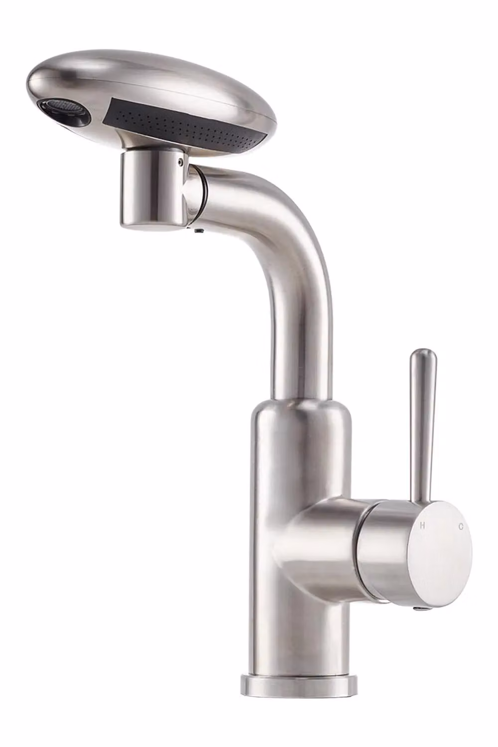 Living and Home Silver Single Lever Kitchen Faucet with Pull-out Sprayer and 4 Spray Modes in Brushed Steel – 2