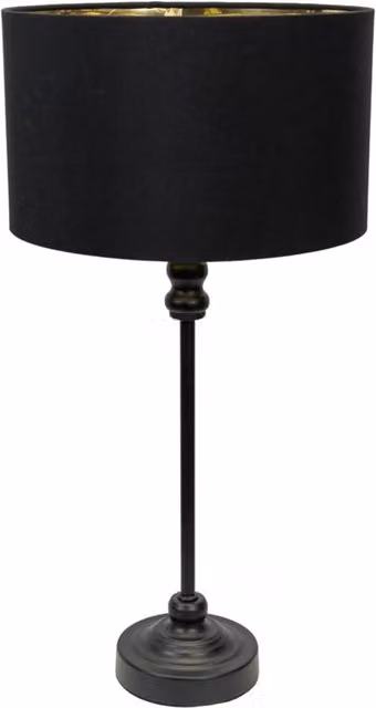 ValueLights Maggie Black Metal Candlestick Table Lamp with Gold Inner Shade and Warm White Bulb – 3
