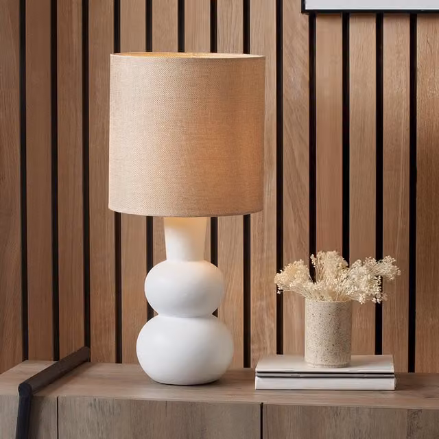 Pacific Lifestyle Abstract Curved Ceramic Table Lamp in White